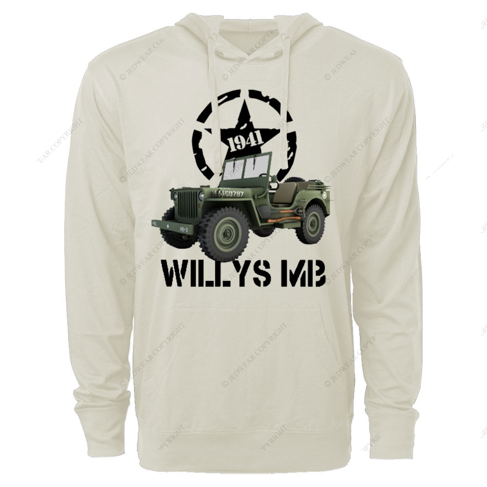 Willys MB WW2 US Army Vehicle Reenactor Oversized Lightweight Hoodie