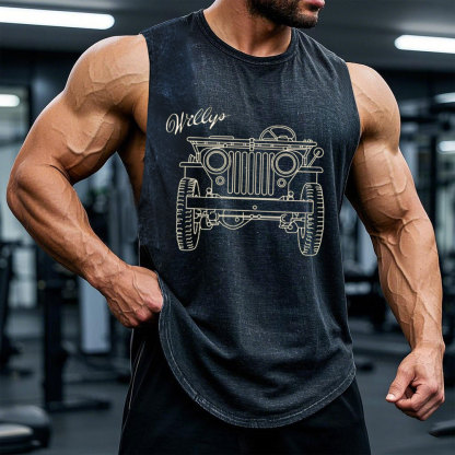 Jp Willys MB Line Art Men Tank