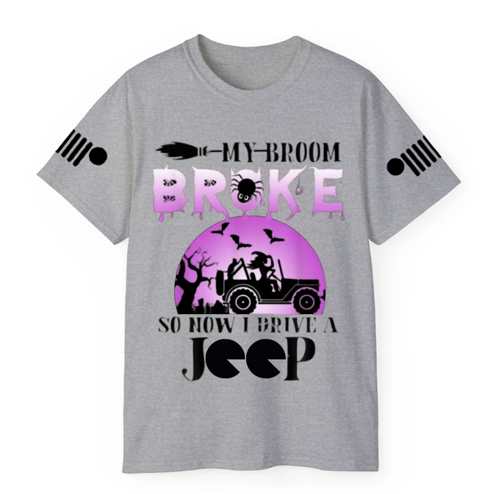 Purple Halloween My Broom Broke So Now I Drive A Jp T-Shirt