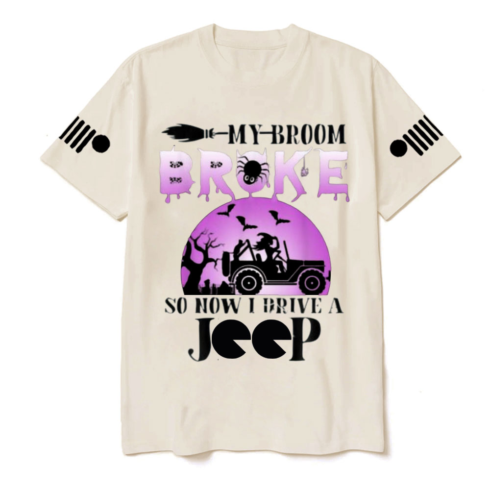 Purple Halloween My Broom Broke So Now I Drive A Jp T-Shirt