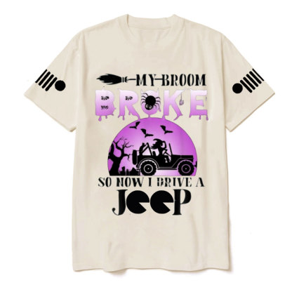 Purple Halloween My Broom Broke So Now I Drive A Jp T-Shirt