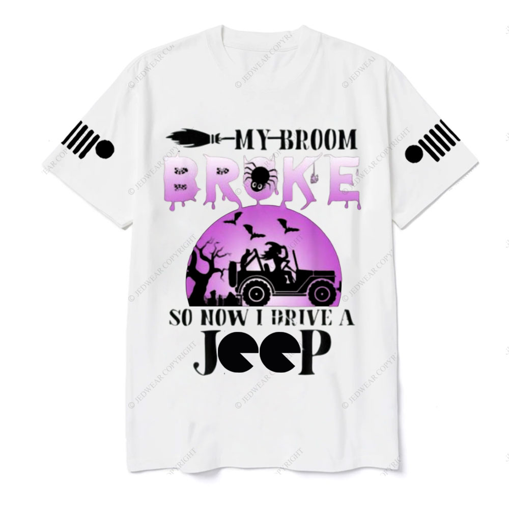 Purple Halloween My Broom Broke So Now I Drive A Jp T-Shirt