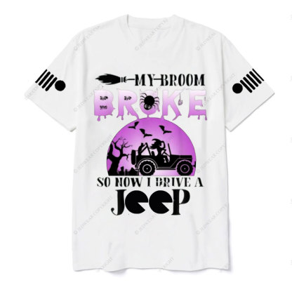 Purple Halloween My Broom Broke So Now I Drive A Jp T-Shirt