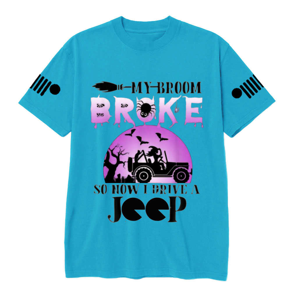 Purple Halloween My Broom Broke So Now I Drive A Jp T-Shirt