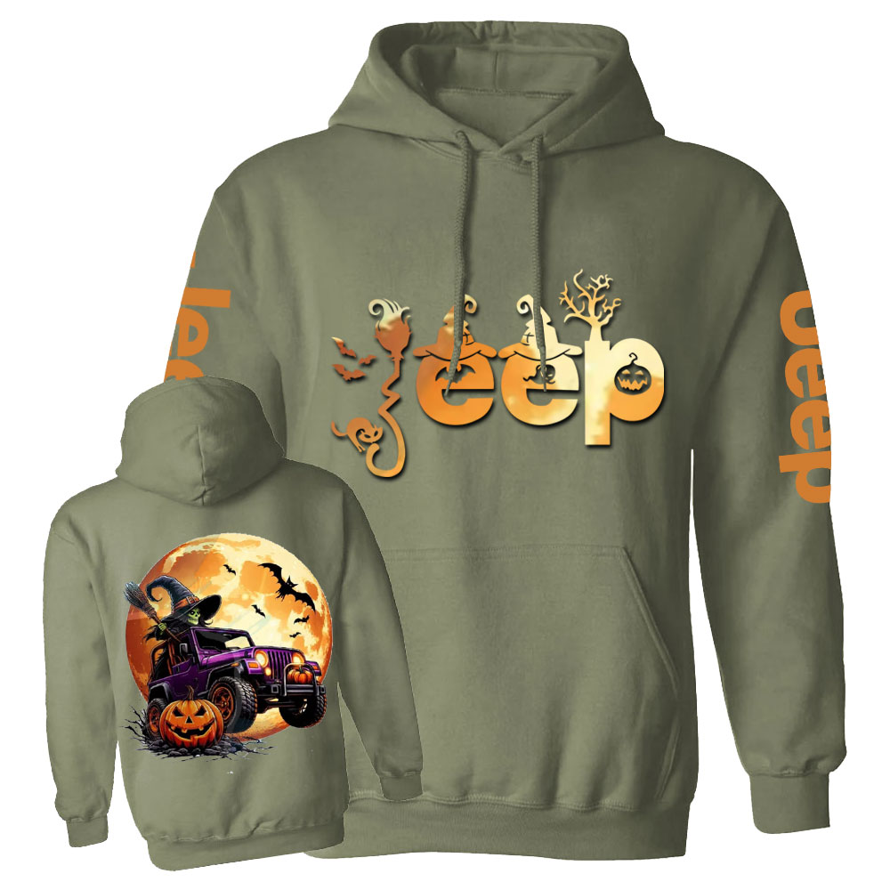 Jp Witches Ride Halloween Double Printed Casual Hoodie