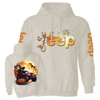 Jp Witches Ride Halloween Double Printed Casual Hoodie
