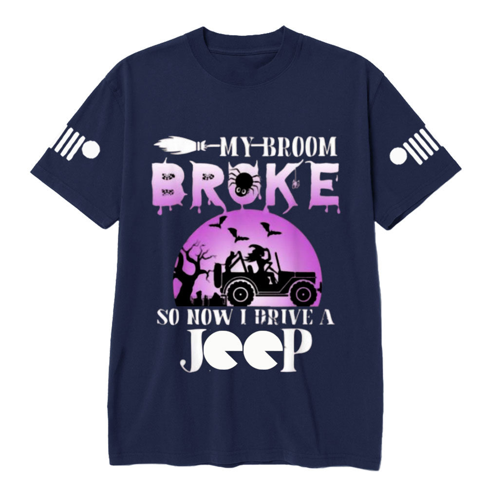 Purple Halloween My Broom Broke So Now I Drive A Jp T-Shirt