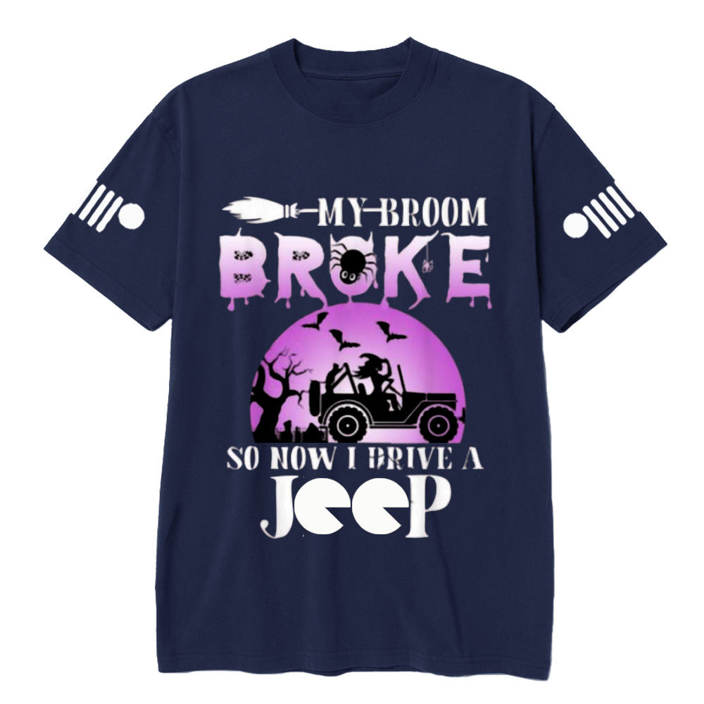 Purple Halloween My Broom Broke So Now I Drive A Jp T-Shirt