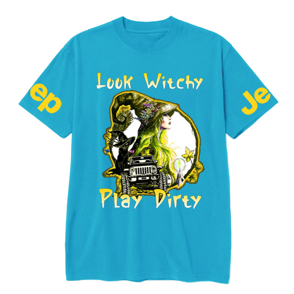 Look Witchy Play Dirty Jp Witch And Black Cat for Halloween T-Shirt