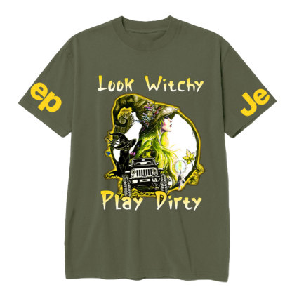 Look Witchy Play Dirty Jp Witch And Black Cat for Halloween T-Shirt