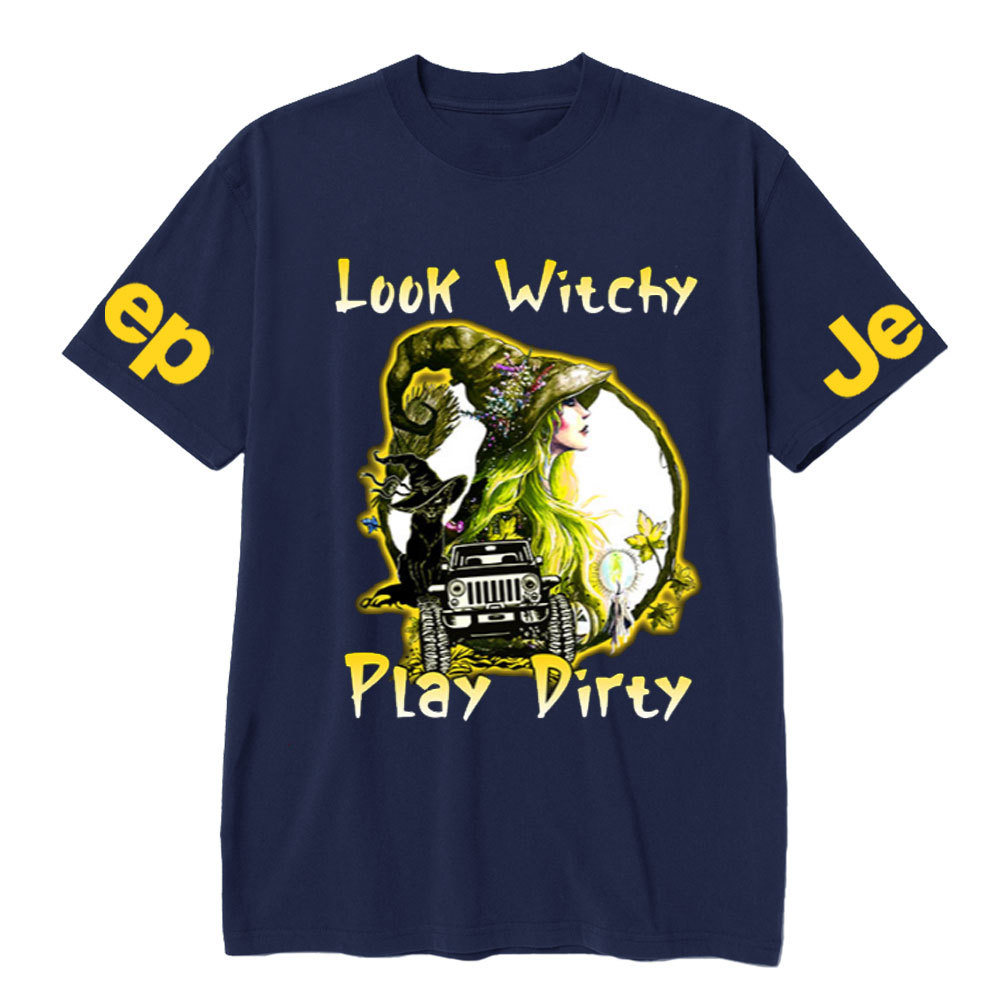 Look Witchy Play Dirty Jp Witch And Black Cat for Halloween T-Shirt
