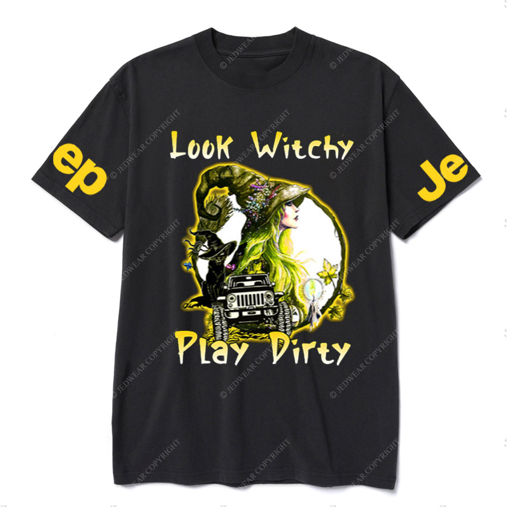 Look Witchy Play Dirty Jp Witch And Black Cat for Halloween T-Shirt