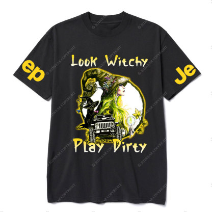 Look Witchy Play Dirty Jp Witch And Black Cat for Halloween T-Shirt