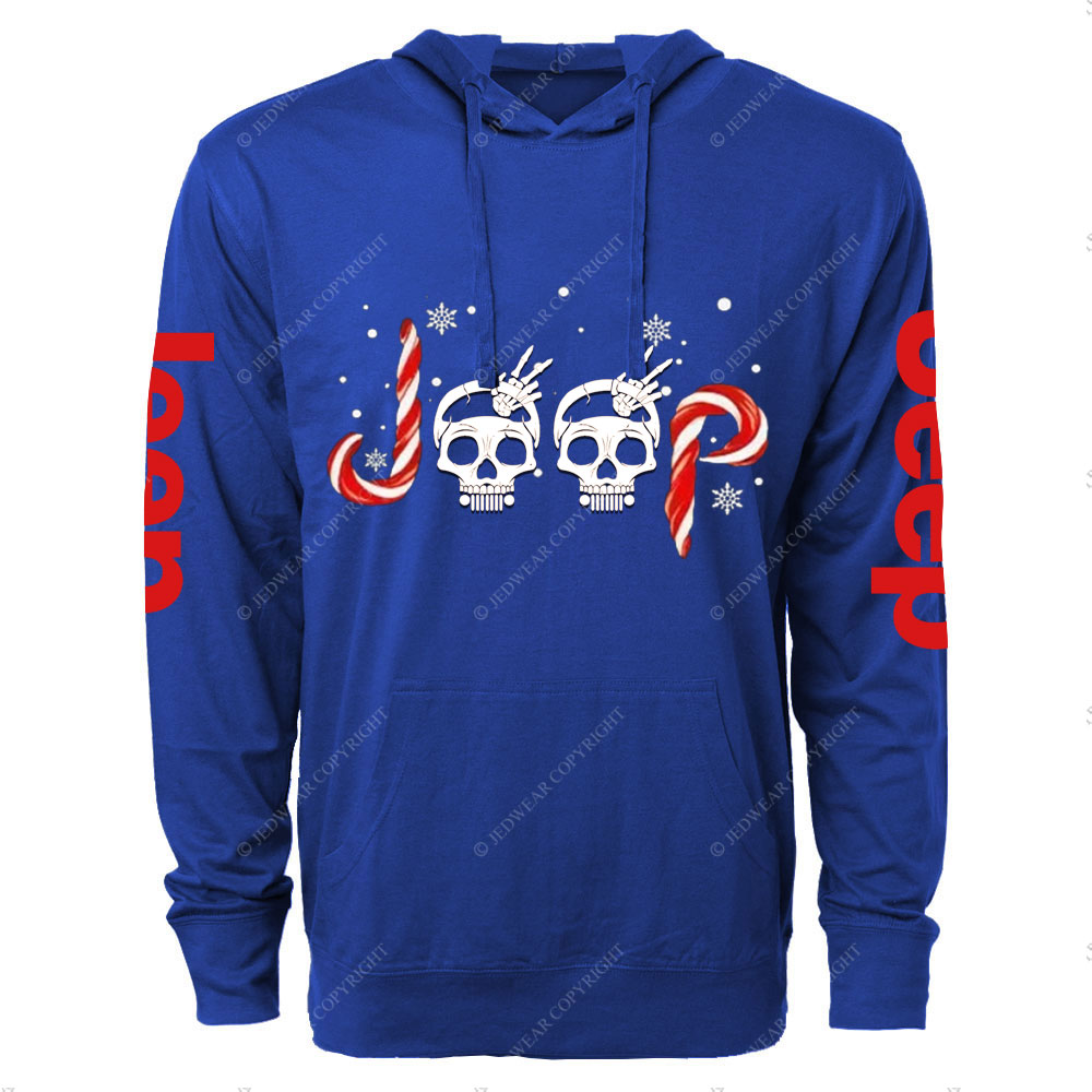 Jp Wave Skull Candy Cane Christmas Oversized Lightweight Hoodie