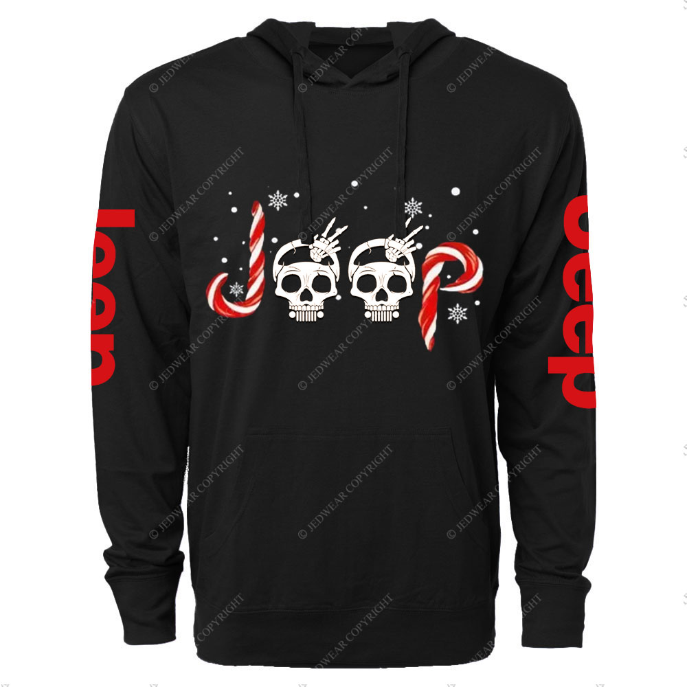 Jp Wave Skull Candy Cane Christmas Oversized Lightweight Hoodie
