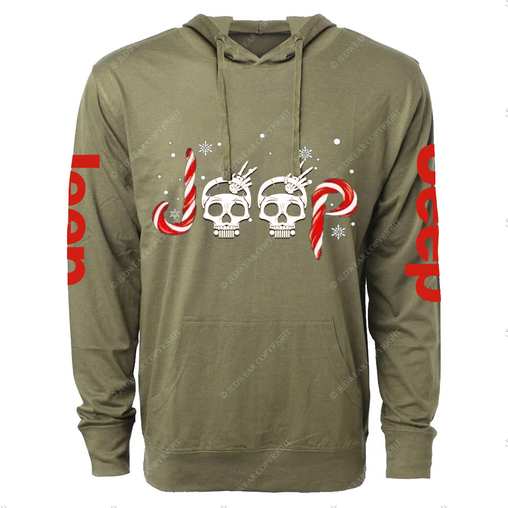 Jp Wave Skull Candy Cane Christmas Oversized Lightweight Hoodie