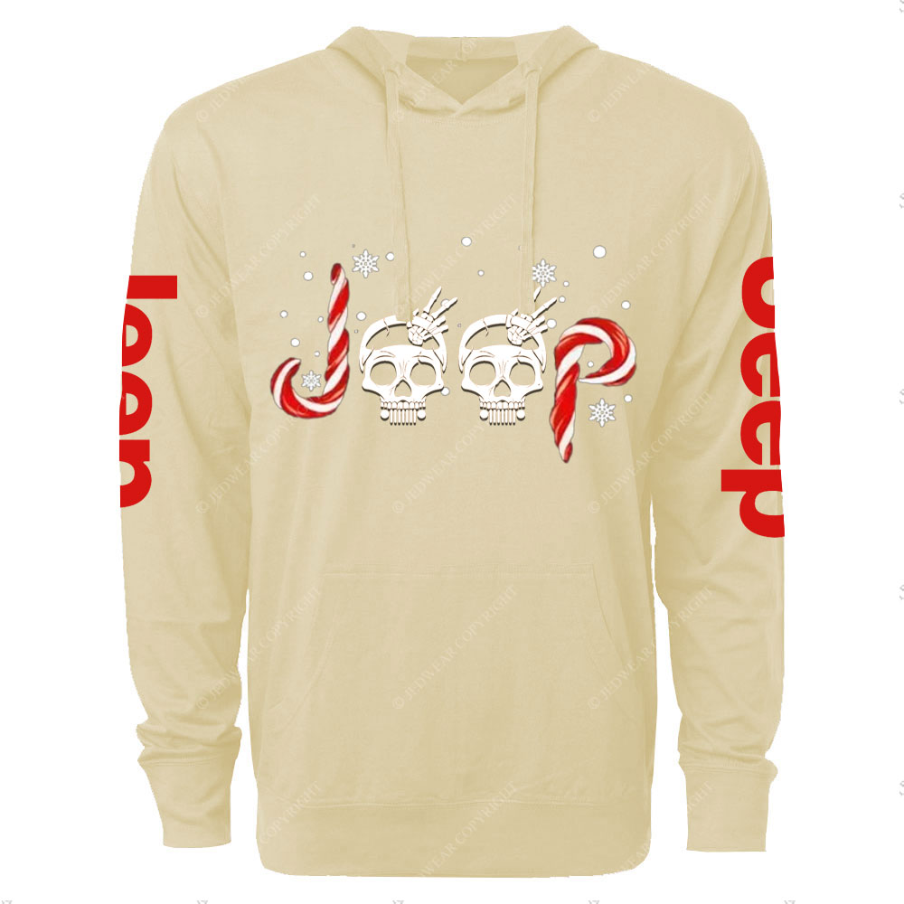 Jp Wave Skull Candy Cane Christmas Oversized Lightweight Hoodie