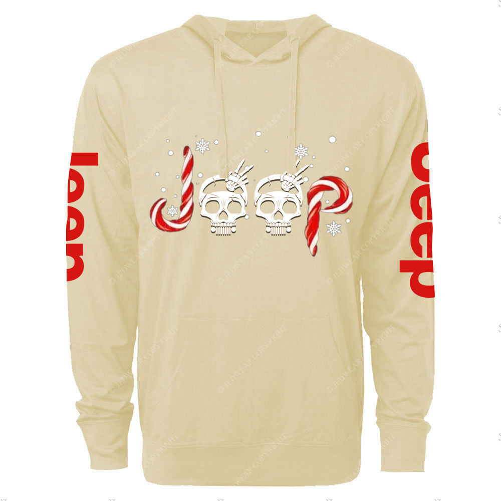 Jp Wave Skull Candy Cane Christmas Oversized Lightweight Hoodie