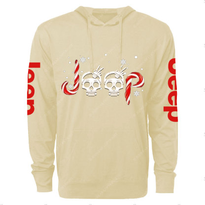 Jp Wave Skull Candy Cane Christmas Oversized Lightweight Hoodie