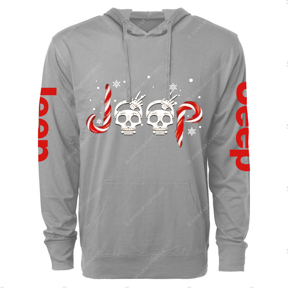 Jp Wave Skull Candy Cane Christmas Oversized Lightweight Hoodie