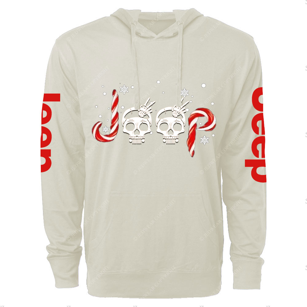 Jp Wave Skull Candy Cane Christmas Oversized Lightweight Hoodie