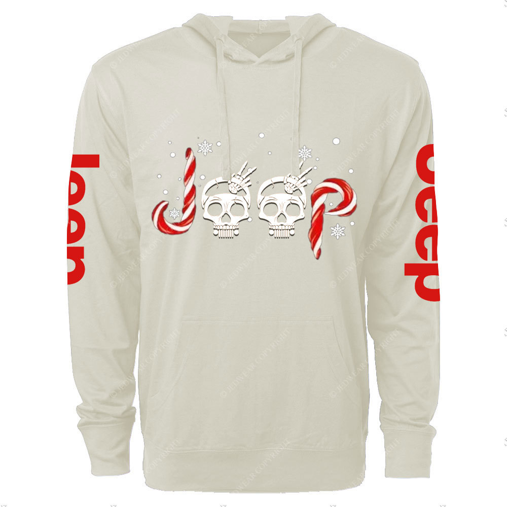 Jp Wave Skull Candy Cane Christmas Oversized Lightweight Hoodie