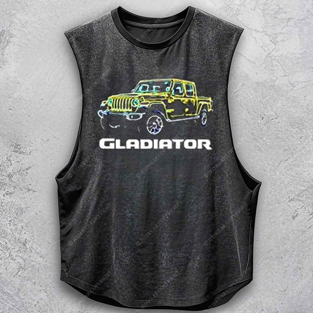 Gladiator Off-Road 4x4 Yellow Neon Lights Classic Print  Men's Tank