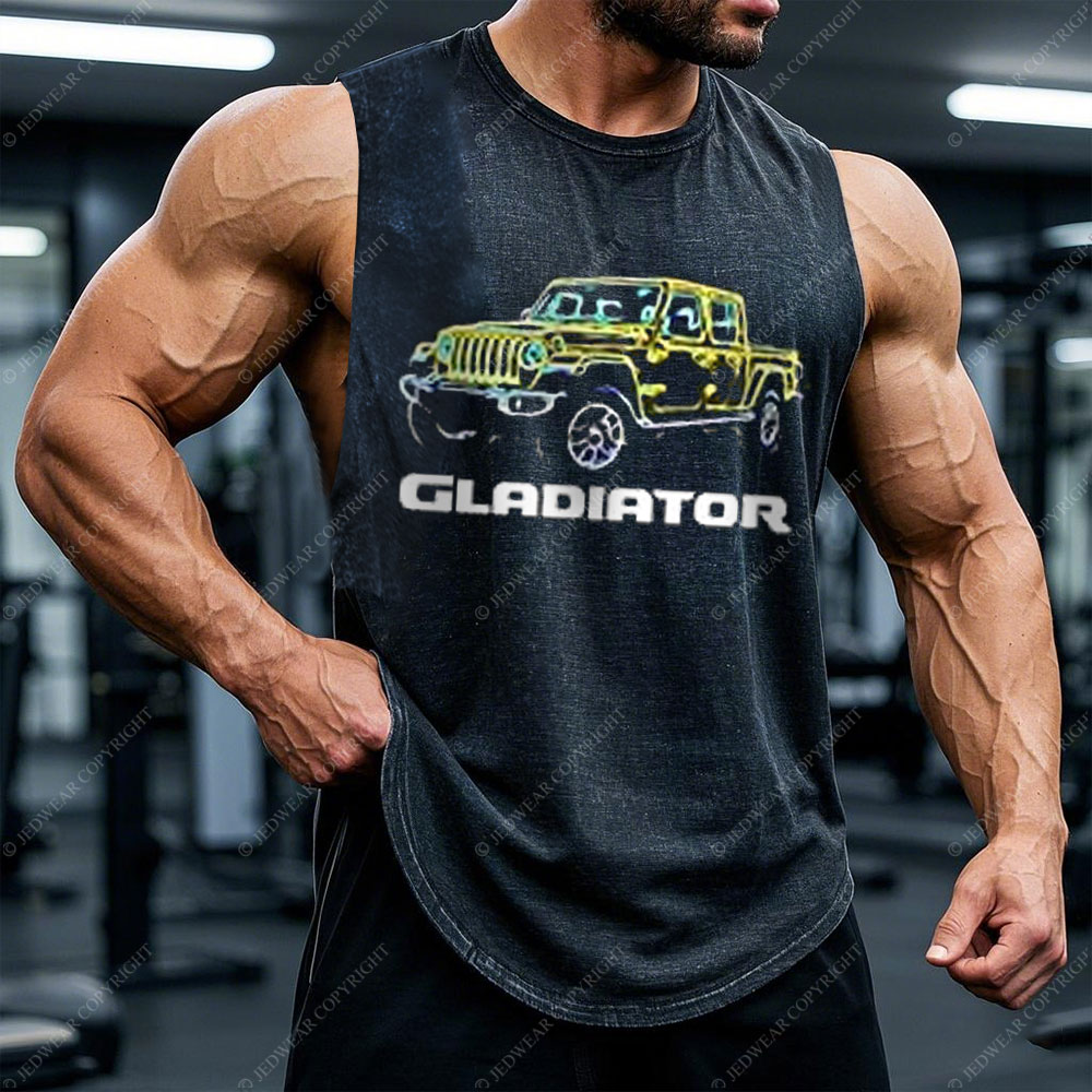 Gladiator Off-Road 4x4 Yellow Neon Lights Classic Print  Men's Tank