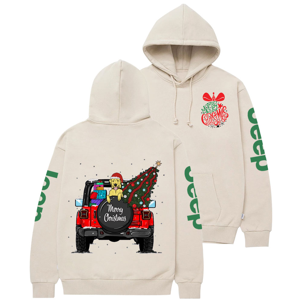 Merry Christmas Bell Jp Yellow Lab Two Sides Casual Hoodie