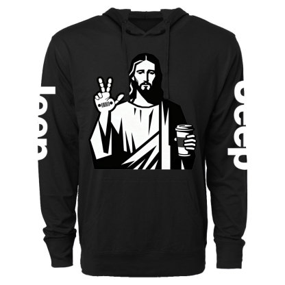 Funny Jesus Christ who Loves Coffee and Jp Wave Oversized Lightweight Hoodie