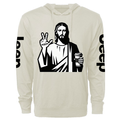 Funny Jesus Christ who Loves Coffee and Jp Wave Oversized Lightweight Hoodie