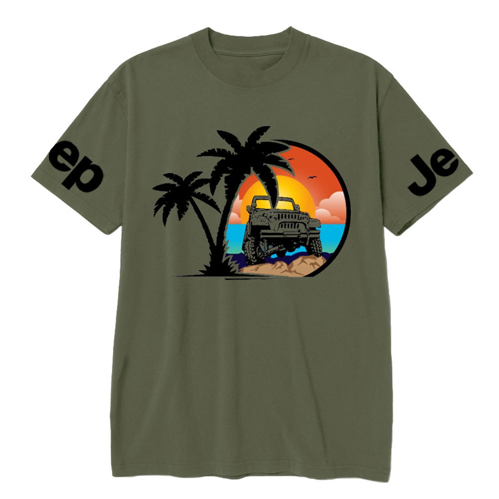 Palm Tree, Sunset, Jp and Beach T-Shirt