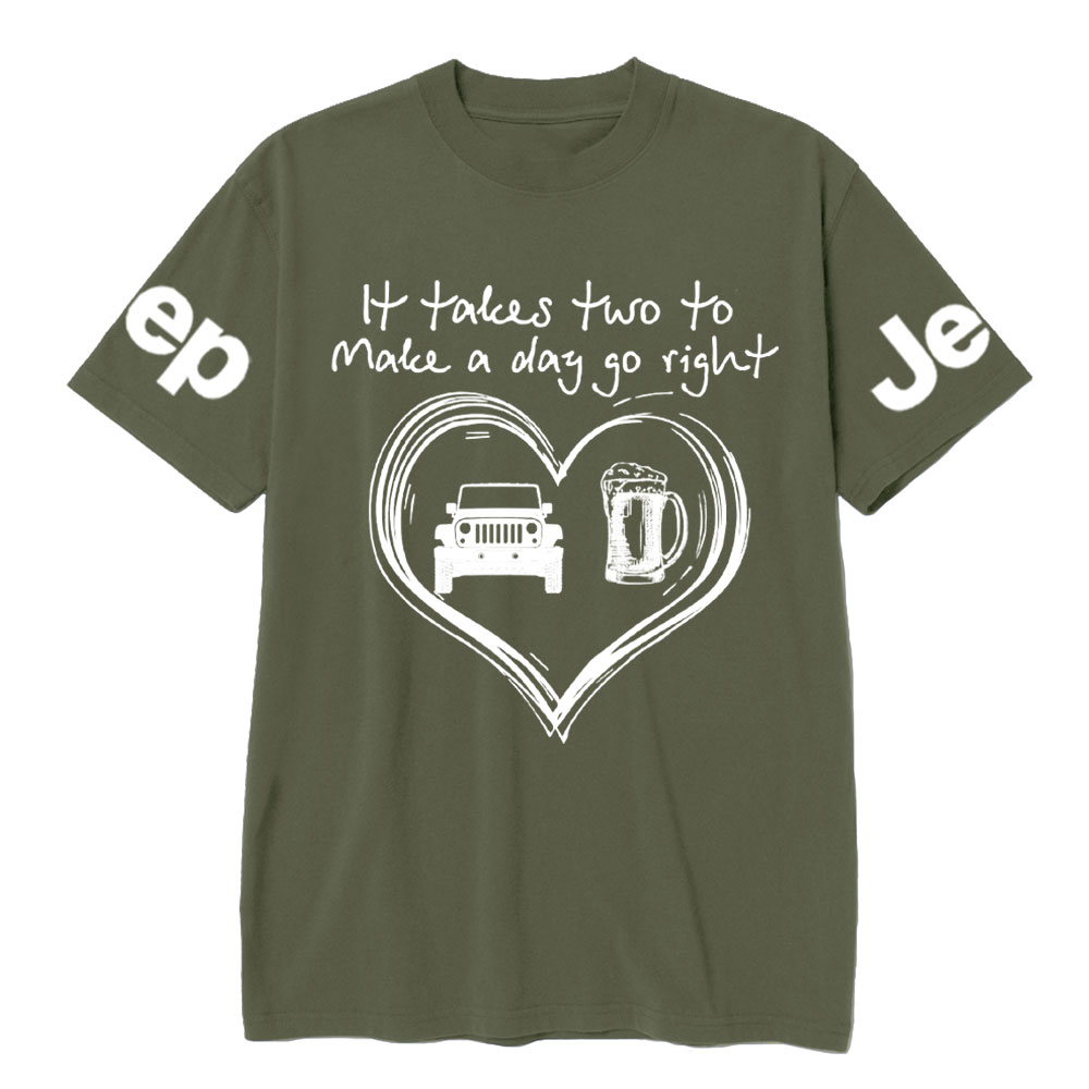 It Takes Two to Make a Day Go Right: Beer and Jp T-Shirt