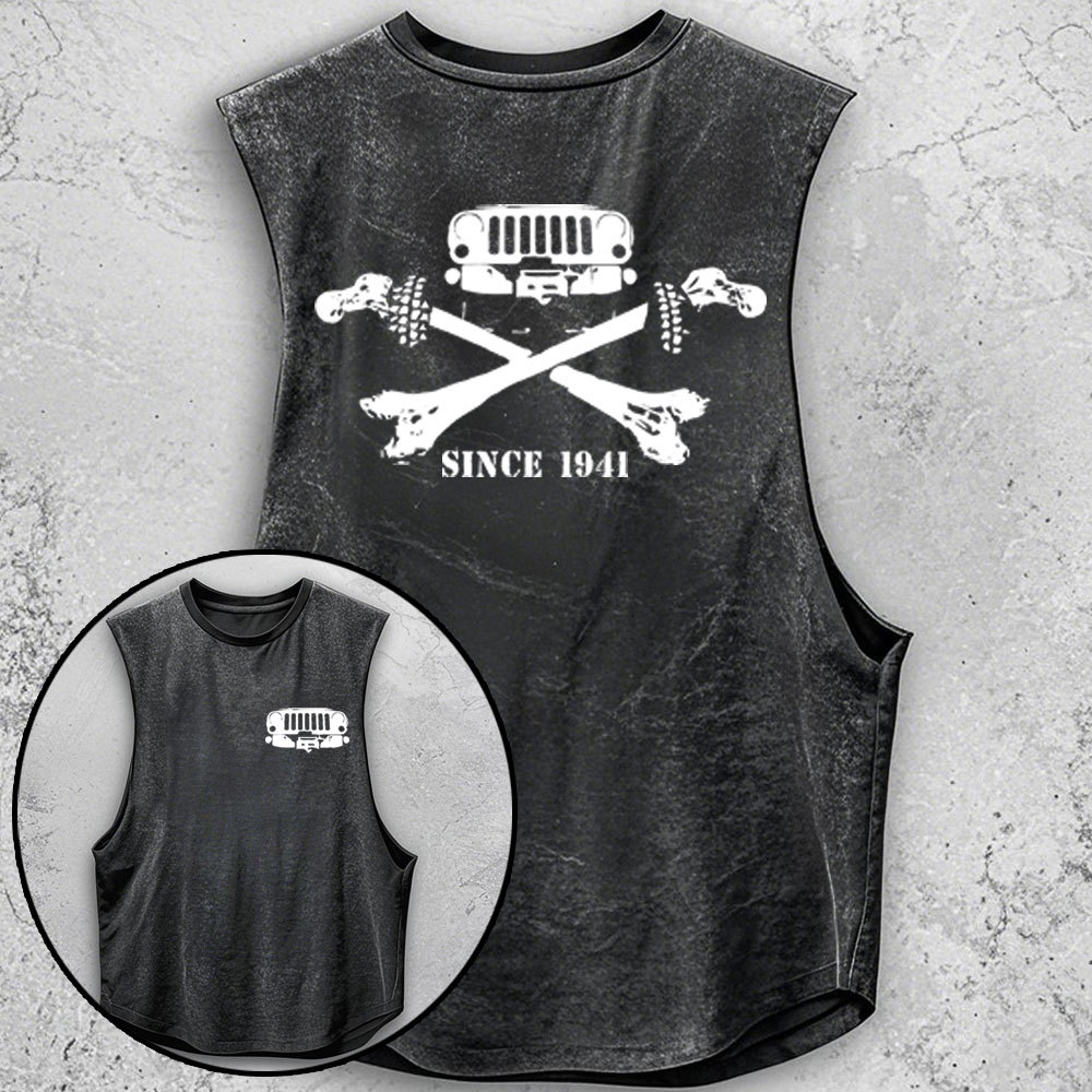 Jps Grille and Cross Bones Since 1941 Double Printed Men Tank Top