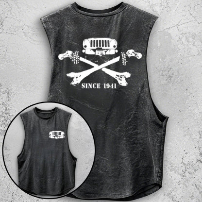 Jps Grille and Cross Bones Since 1941 Double Printed Men Tank Top