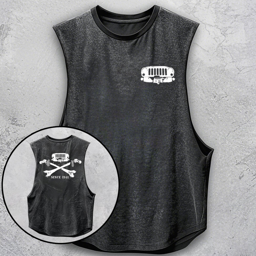 Jps Grille and Cross Bones Since 1941 Double Printed Men Tank Top