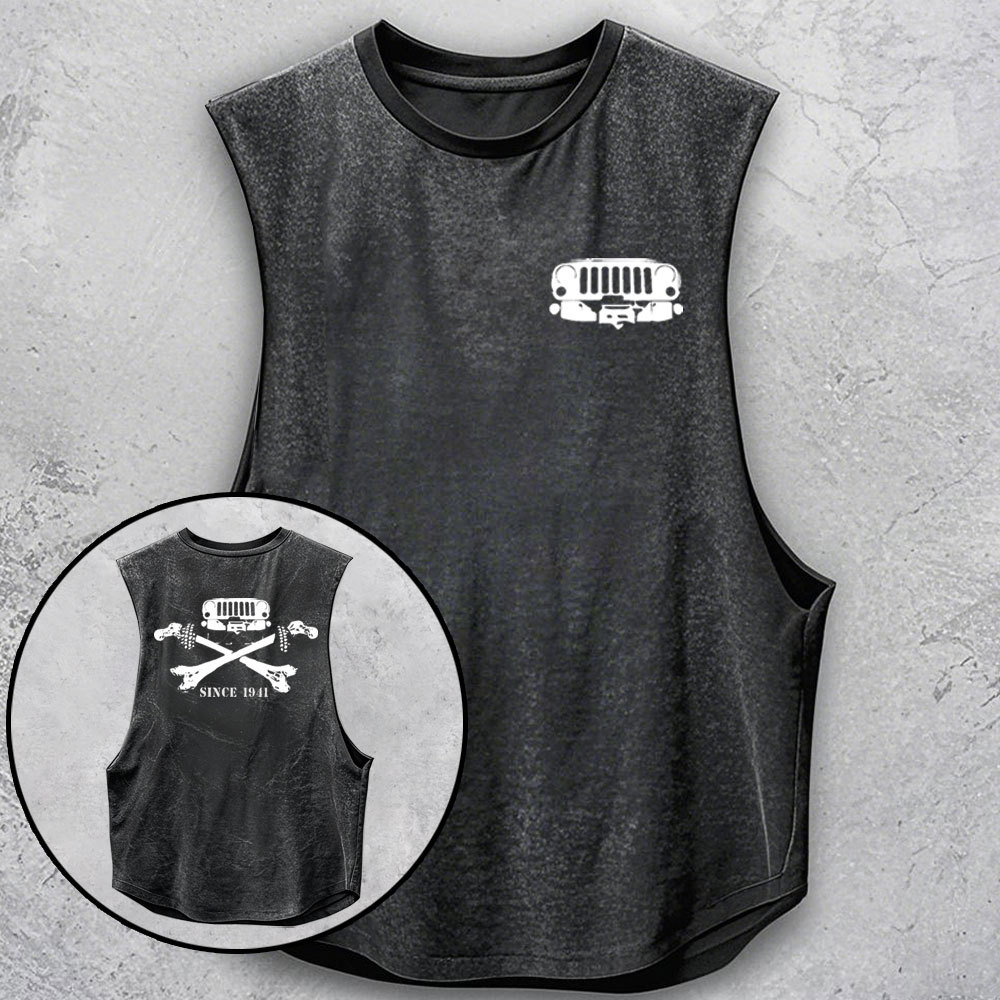 Jps Grille and Cross Bones Since 1941 Double Printed Men Tank Top