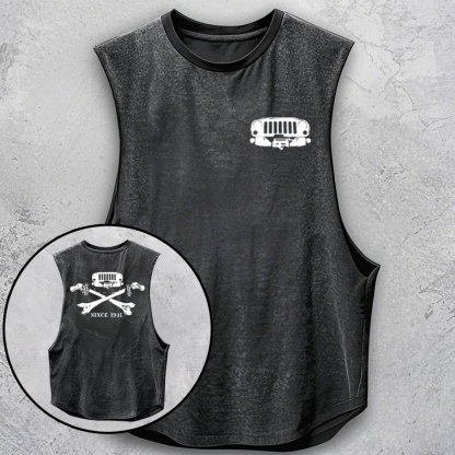 Jps Grille and Cross Bones Since 1941 Double Printed Men Tank Top