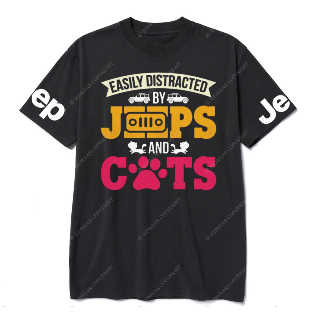Distracted by Jps And Cats Funny T-Shirt