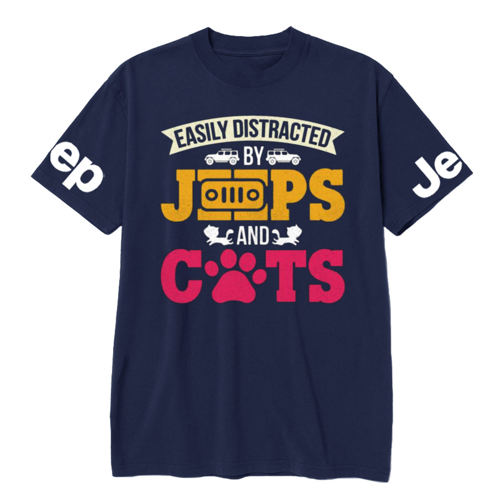 Distracted by Jps And Cats Funny T-Shirt
