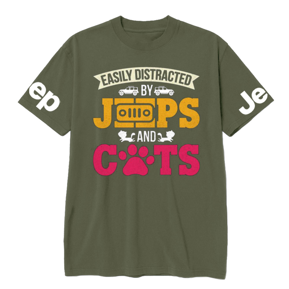 Distracted by Jps And Cats Funny T-Shirt
