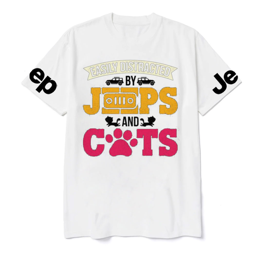 Distracted by Jps And Cats Funny T-Shirt