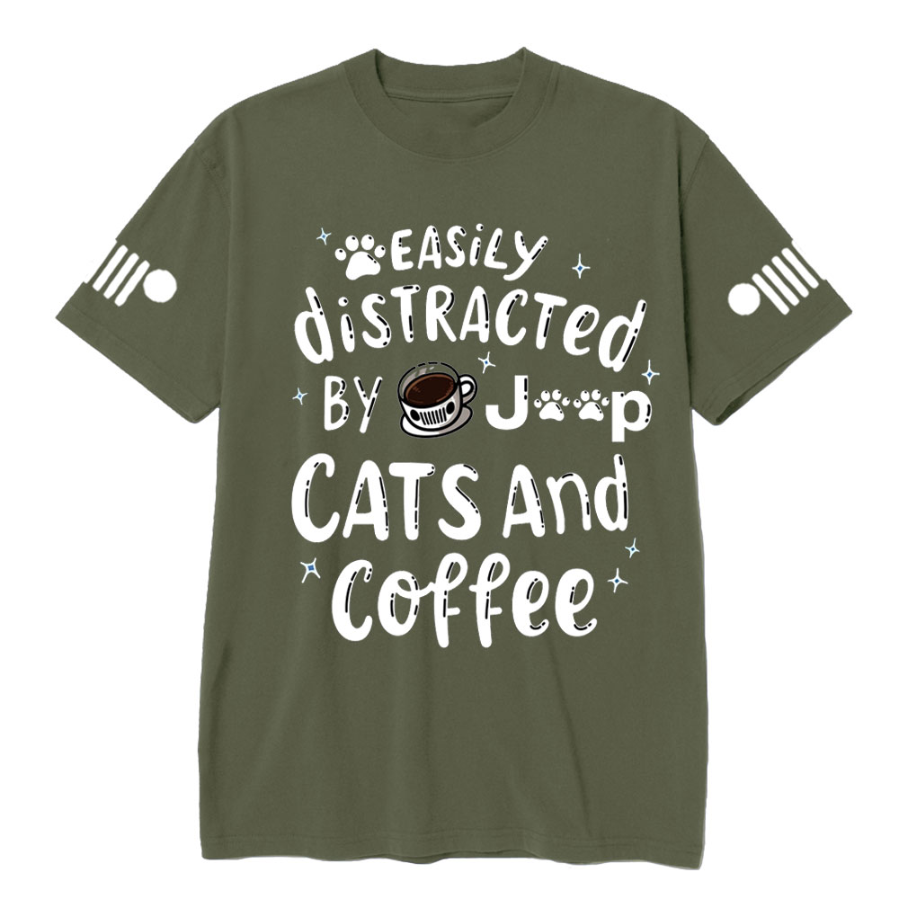 Easily Distracted By Cats coffee and Jp T-Shirt