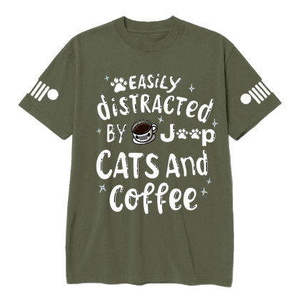 Easily Distracted By Cats coffee and Jp T-Shirt