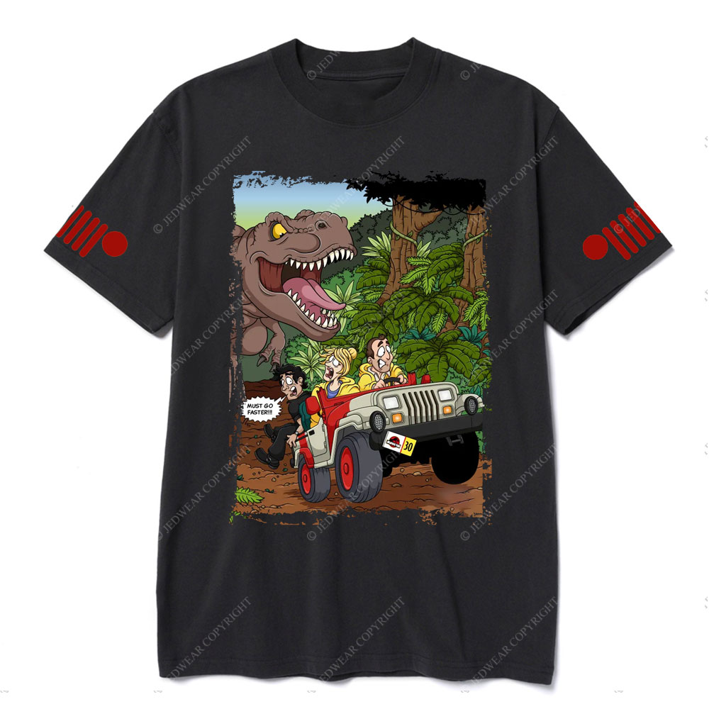 Must Go Faster T-Rex Jp Chasing T-shirt