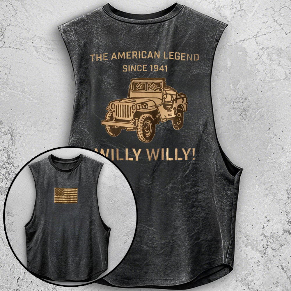 Jp Willy The American Legend Flag Brown Double Printed Tank
