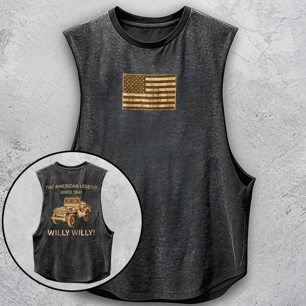 Jp Willy The American Legend Flag Brown Double Printed Tank