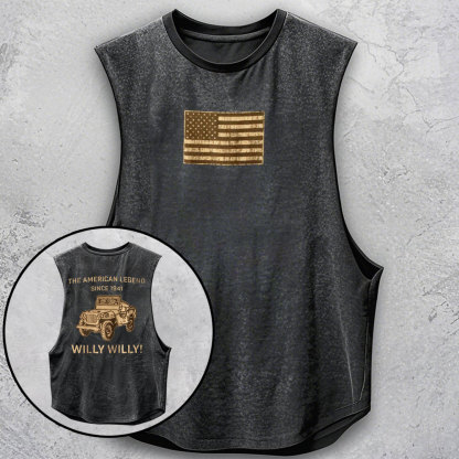 Jp Willy The American Legend Flag Brown Double Printed Tank
