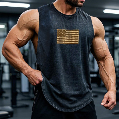 Jp Willy The American Legend Flag Brown Double Printed Tank
