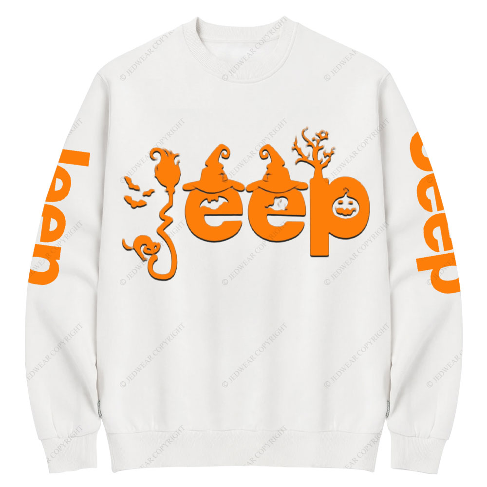 Halloween Elements Orange Jp Design Crew Neck Sweatshirt